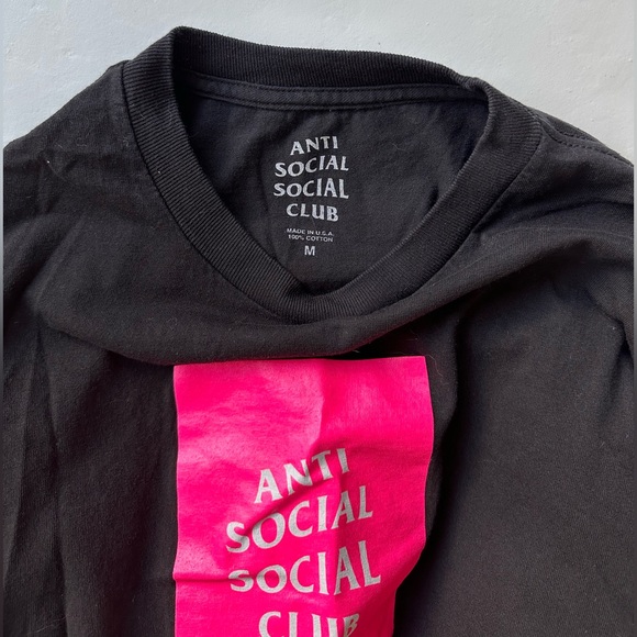 Anti Social Social Club Box Logo Tee | Black and Pink | Size Medium - Picture 5 of 6